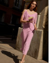 Long pink strappy dress with chiffon armholes | Roberto Verino