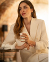 Off-white linen blend double-breasted jacket | Roberto Verino