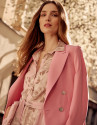 Pink crepe double-breasted blazer - Woman | Roberto Verino