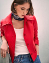 Red nappa leather jacket with stitching - Woman | Roberto Verino
