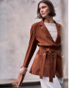 Brown suede jacket with belt - Woman - SS2026 | Roberto Verino