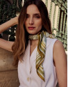 Pañuelo seda estampado flores verdes - Mujer | Roberto Verino