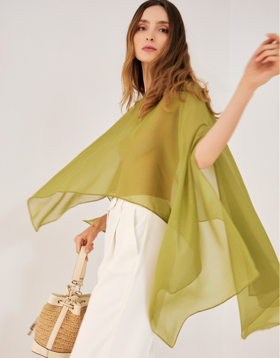 Green silk shawl - Woman - SS2026 | Roberto Verino