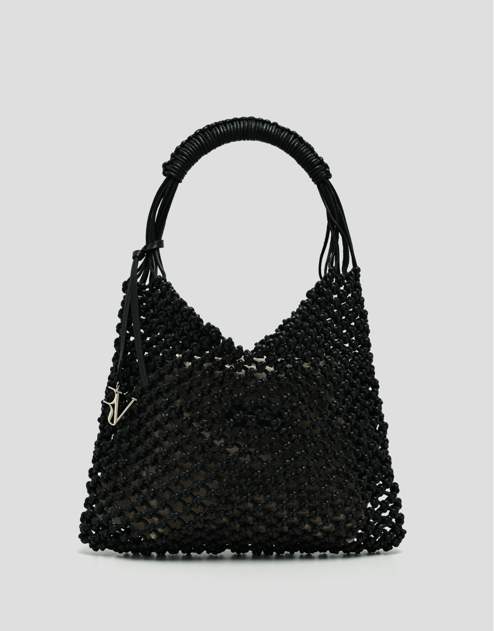 Alison knotted leather handbag in black - Woman | Roberto Verino