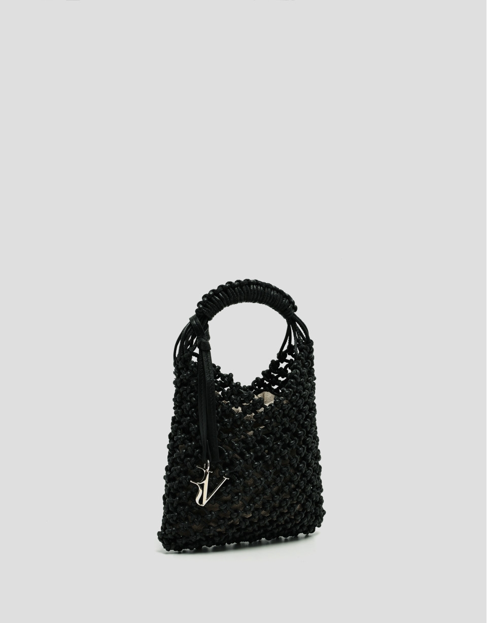 Alison Mini knotted leather handbag in black | Roberto Verino