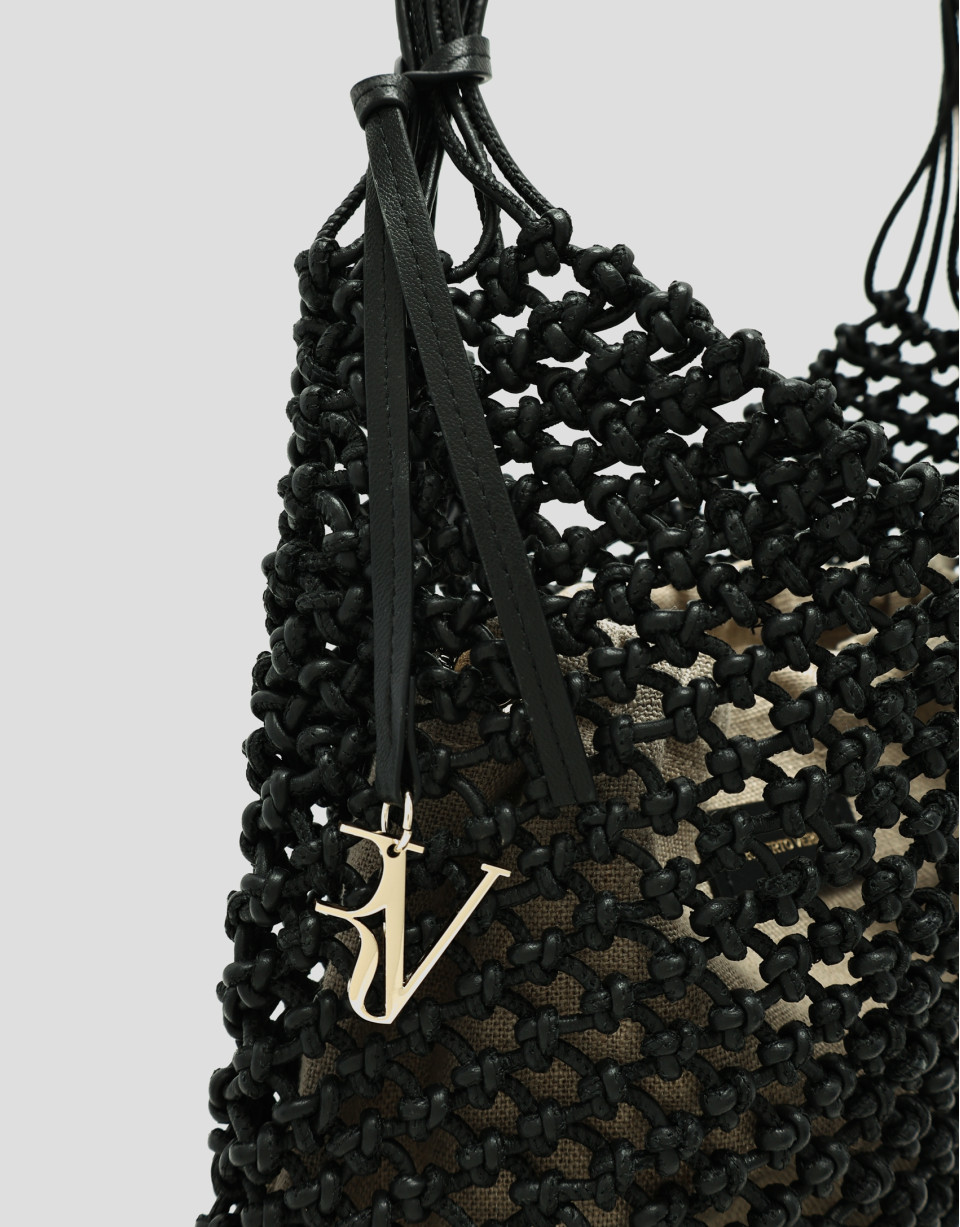 Bolso Alison piel anudada negra - Mujer | Roberto Verino
