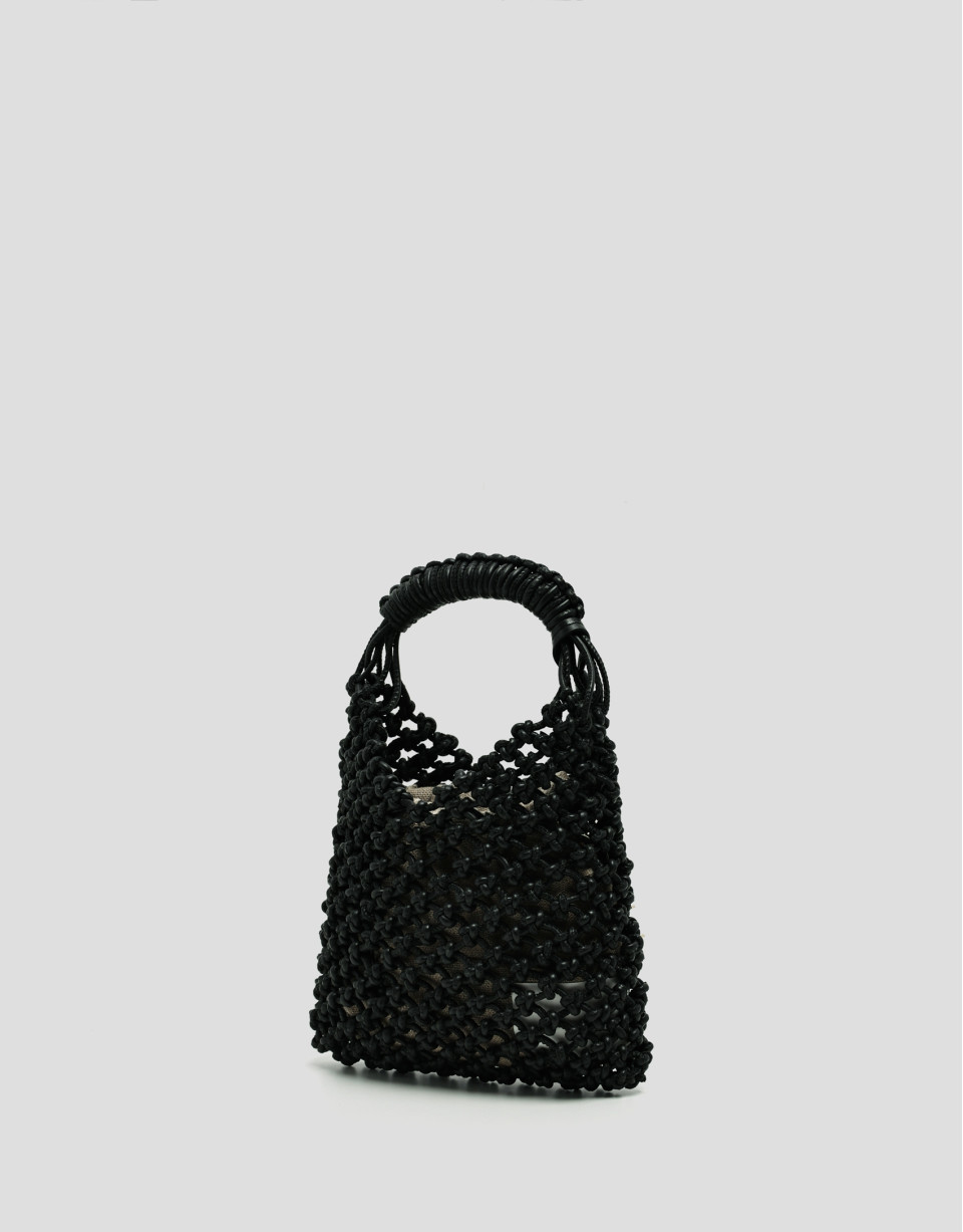 Alison Mini knotted leather handbag in black | Roberto Verino