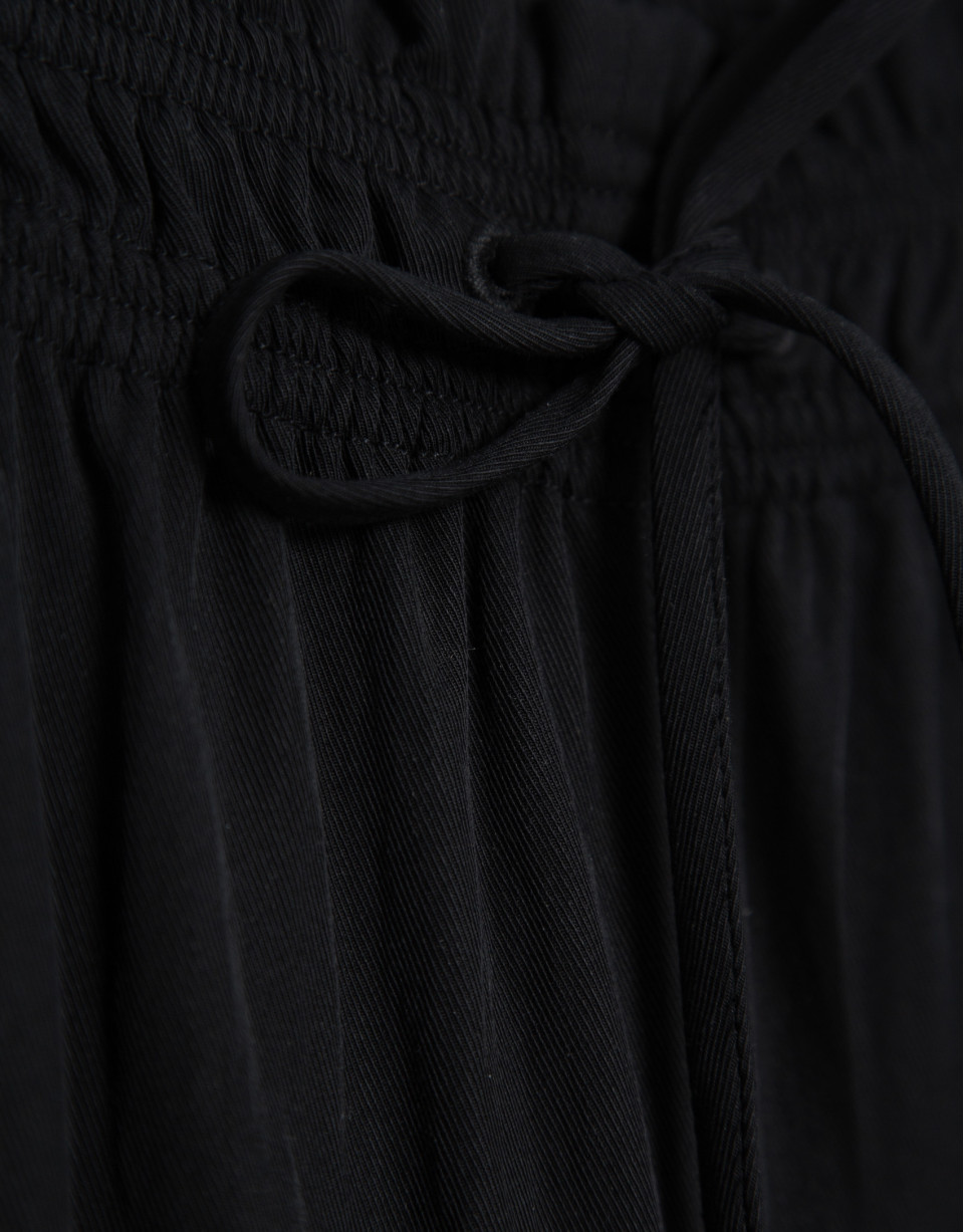 Black gathered wide-leg trousers - Woman | Roberto Verino