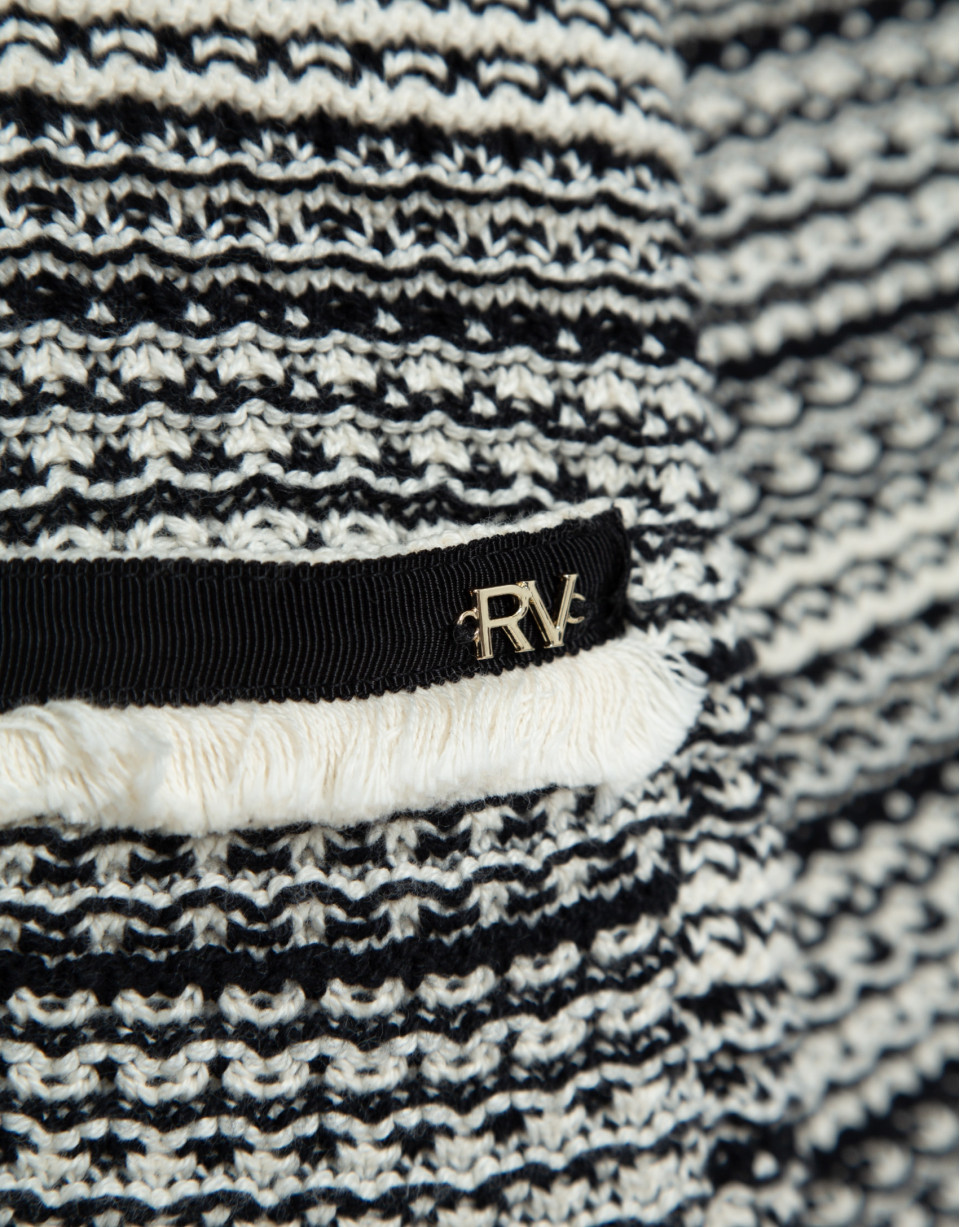 Black and white structured cotton knit jacket | Roberto Verino