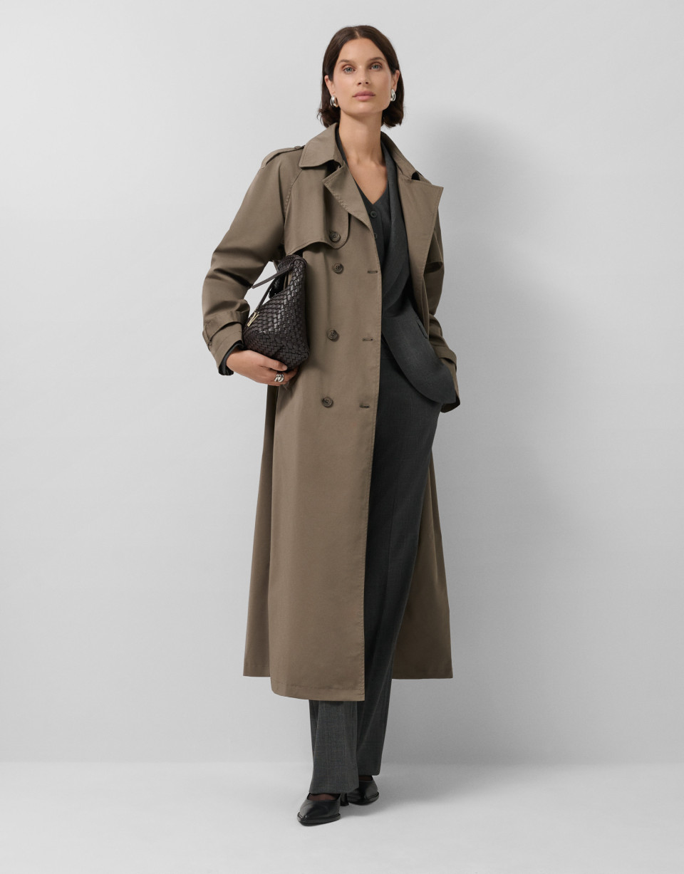 Classic long khaki green trench coat - Woman | Roberto Verino