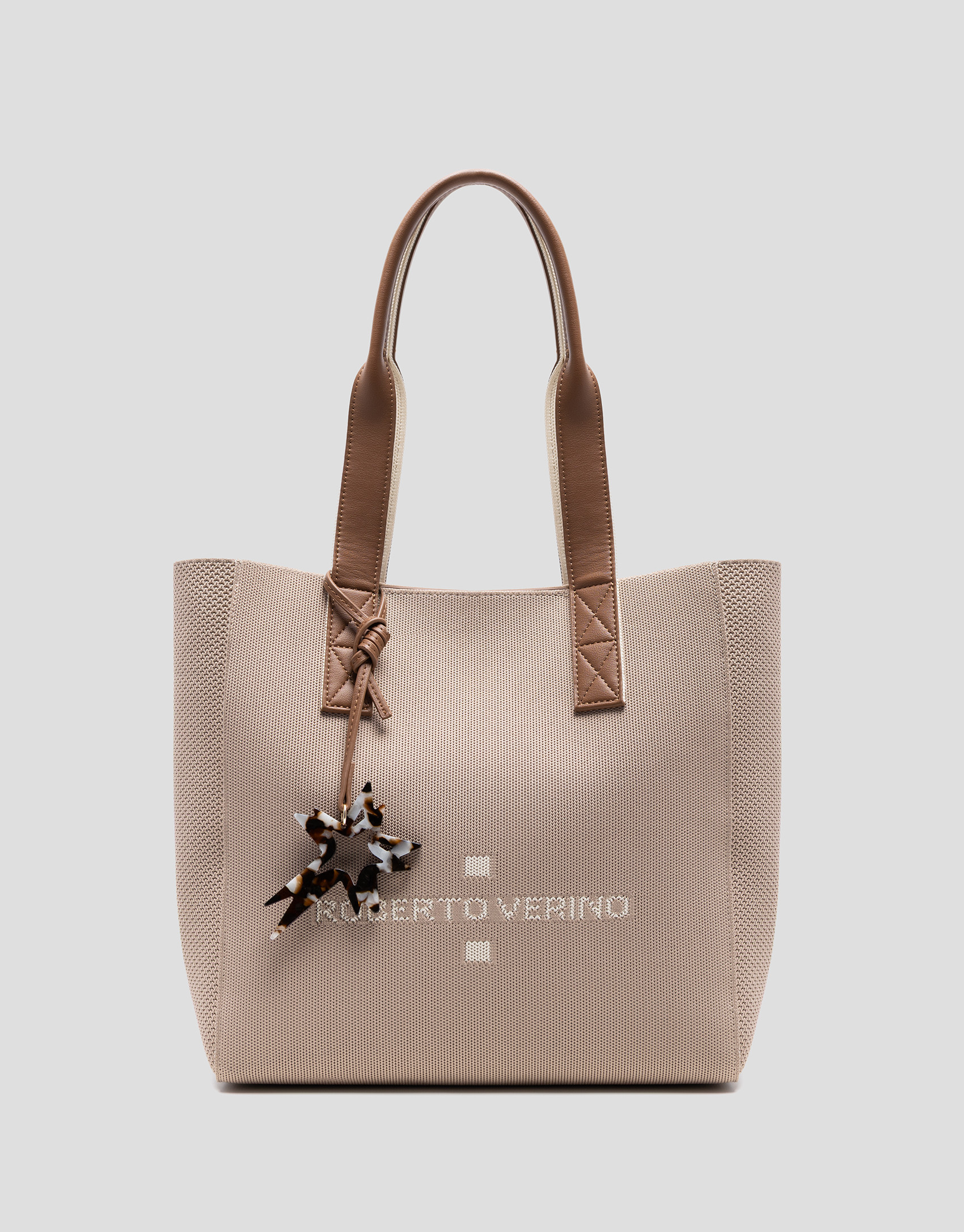 Zendaya Hobo Midi shoulder bag in beige knit | Roberto Verino