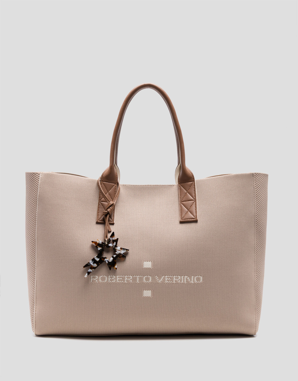 Bolso de hombro Zendaya Shopping XL punto beige | Roberto Verino