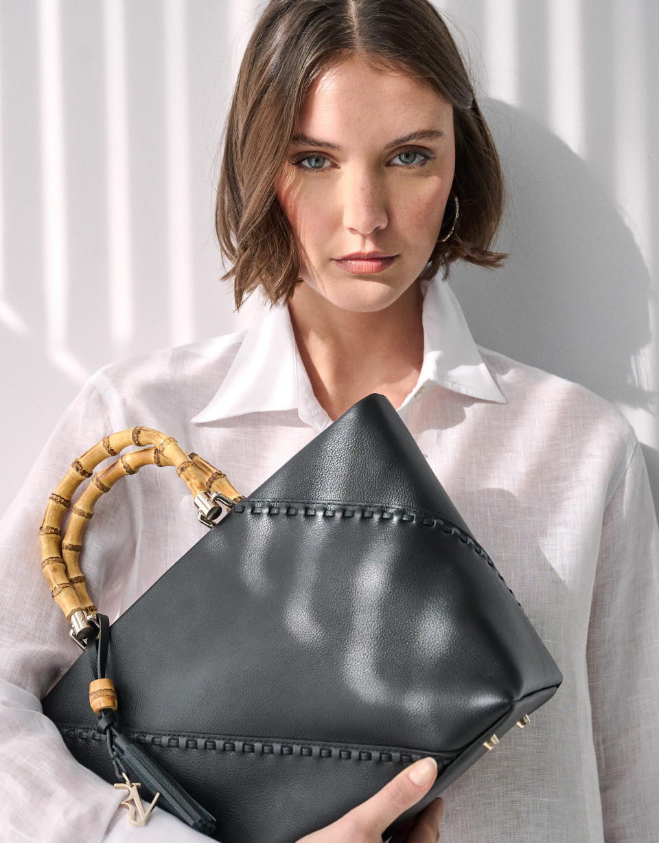 Clara Satchel black leather handbag - Woman | Roberto Verino