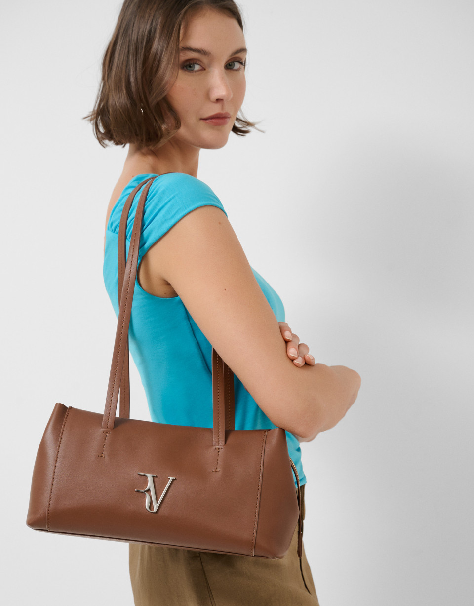 Bolso de hombro Megan Zipper piel marrón claro | Roberto Verino