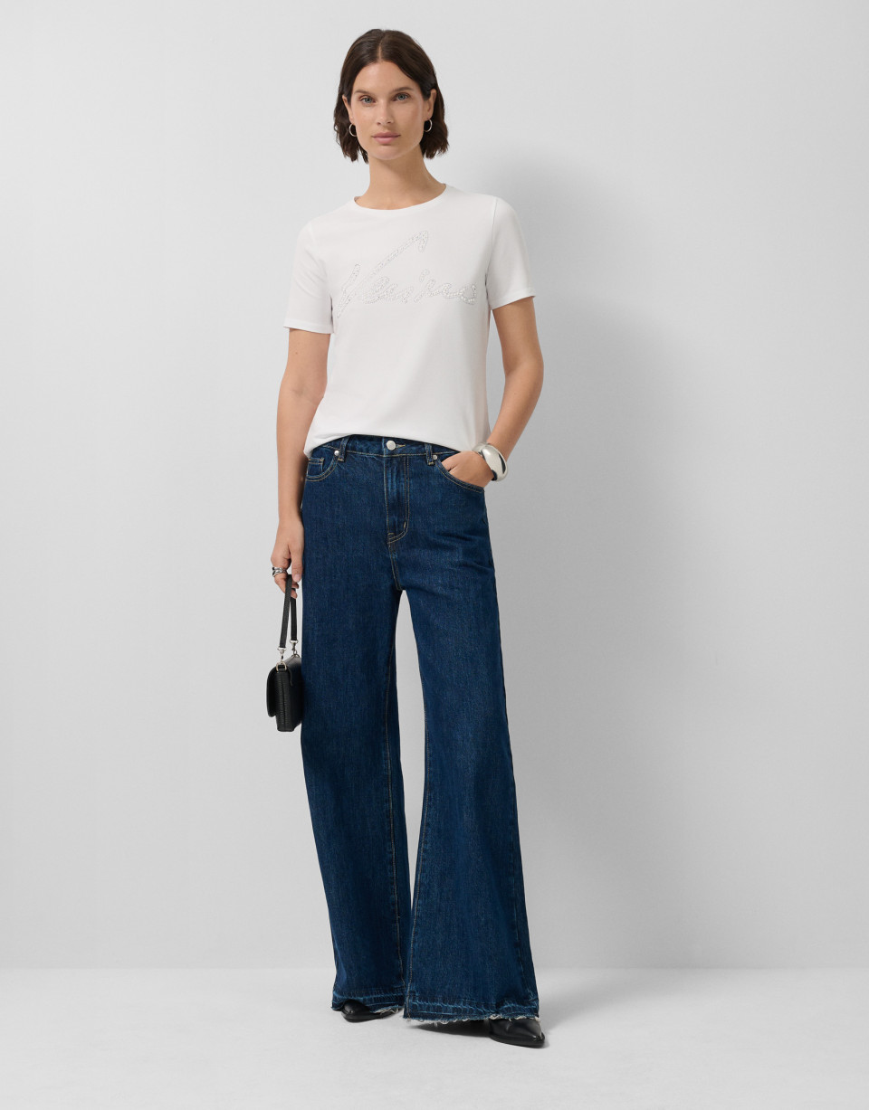 Wide-legged blue jeans - Woman - AW2025 | Roberto Verino