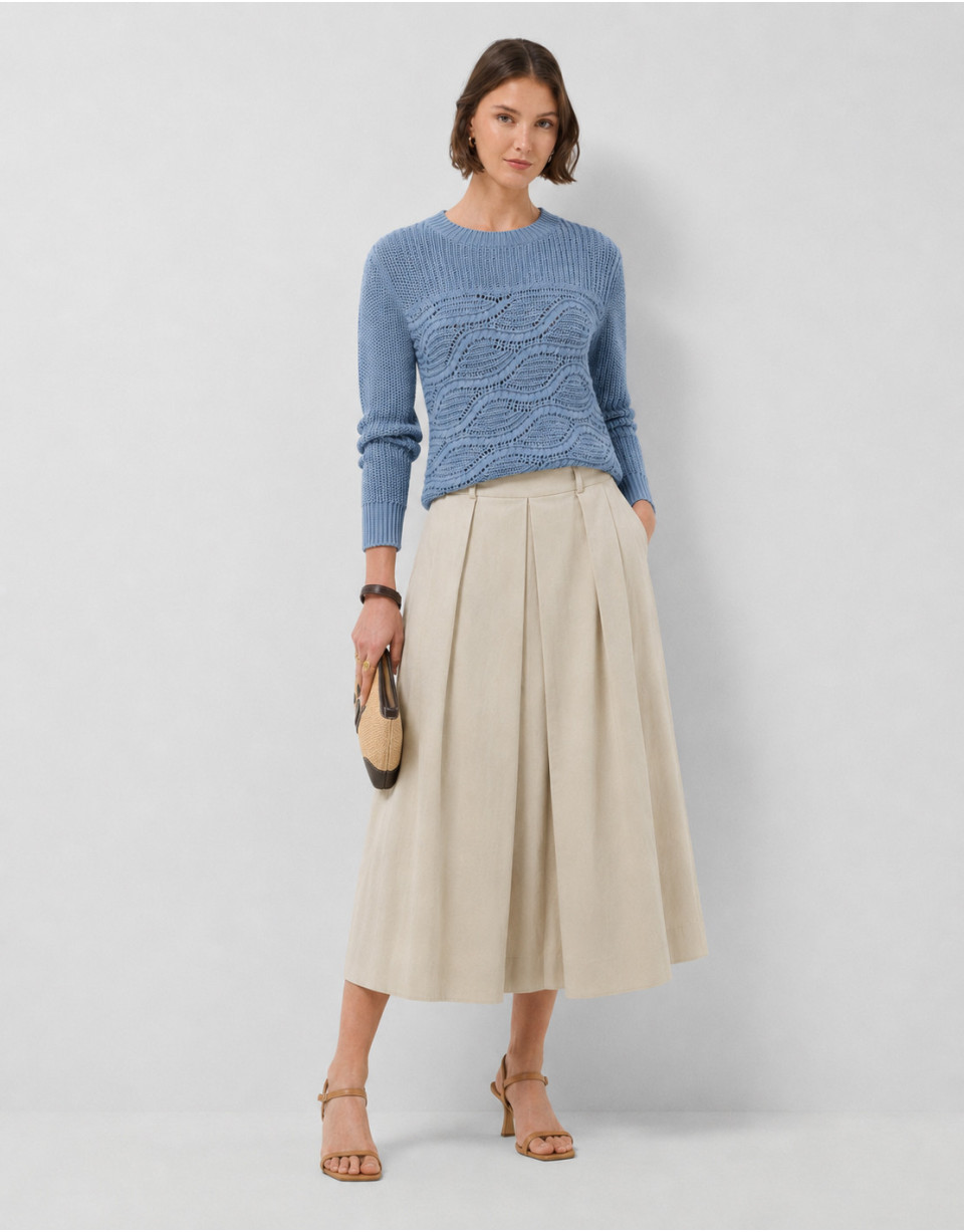 Beige flowing midi skirt - Woman - SS2026 | Roberto Verino
