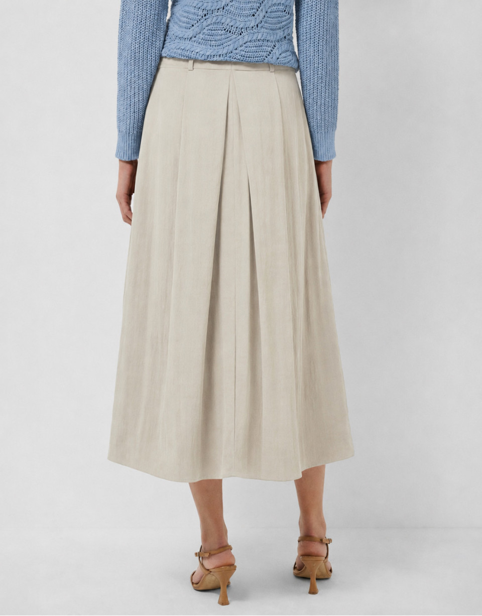 Falda midi fluida beige - Mujer - PV2026 | Roberto Verino