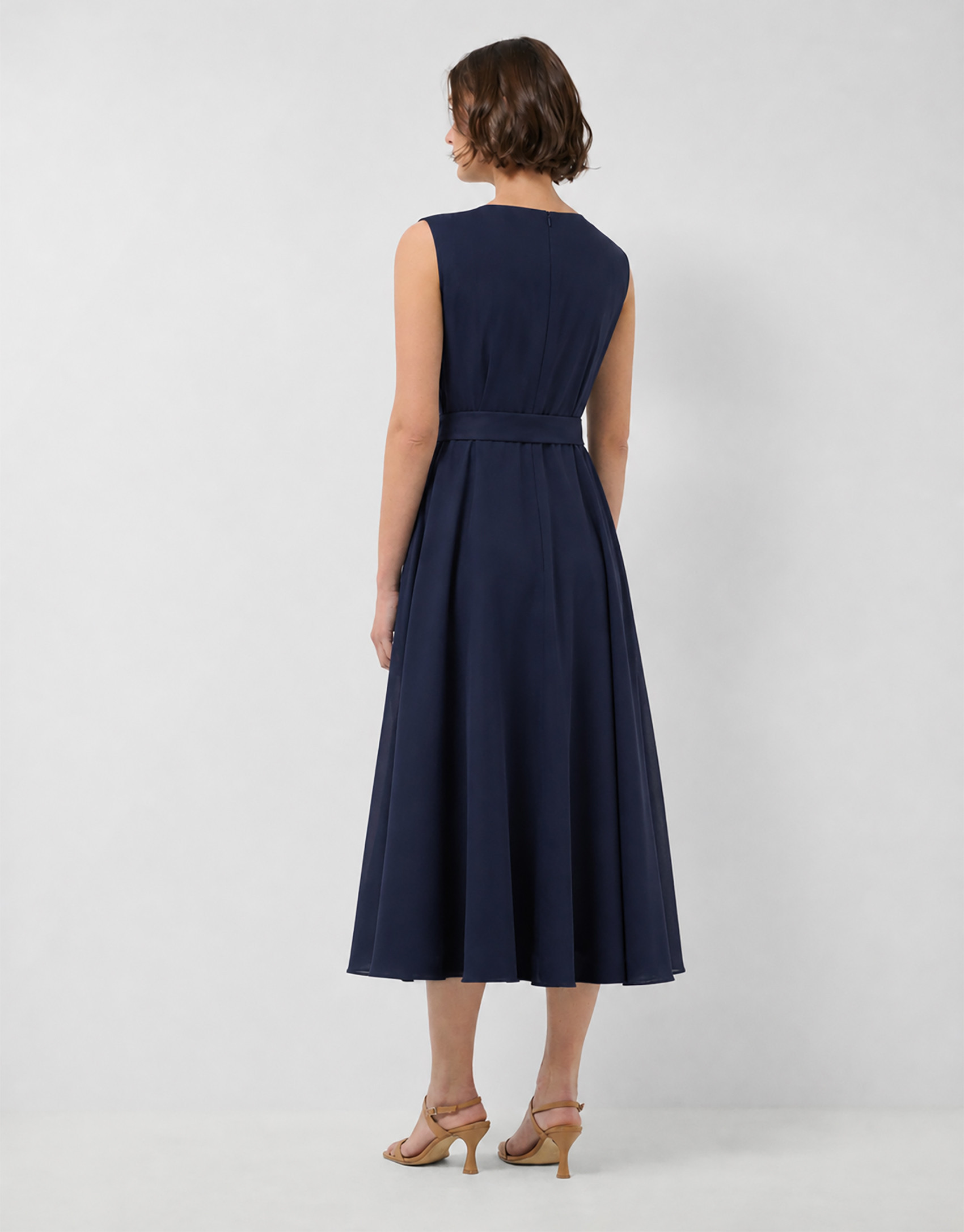 Vestido camisero escote pico azul marino | Roberto Verino