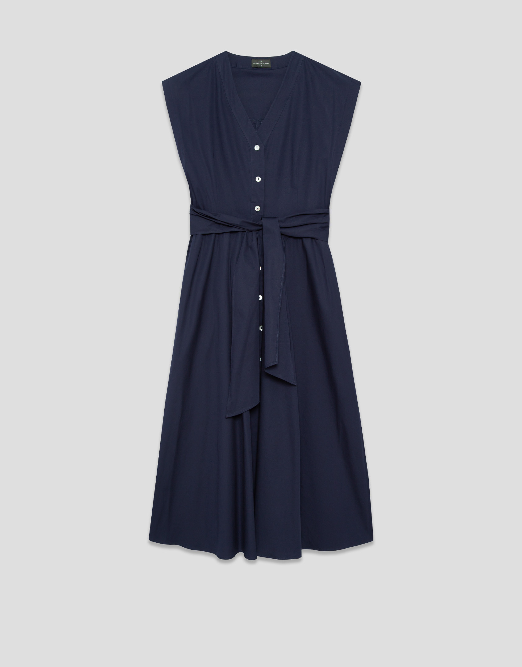 Navy blue V-neck shirt dress - Woman - SS2026 | Roberto Verino
