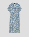 Vestido midi camisero estampado floral azul y... | Roberto Verino