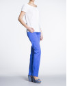 White boat neck cotton and lace blouse 