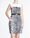 Animal print straight dress with lace 