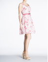 Red floral embroidered halter top dress
