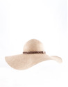 Natural raffia hat with brown leather braid 