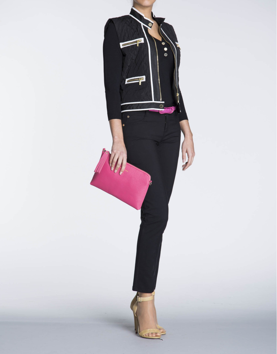 Bolso Clutch Lisa piel fucsia