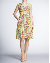 Floral print high waist V-neck dress