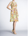 Floral print high waist V-neck dress