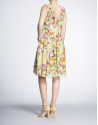 Vestido escote V talle alto estampado floral.