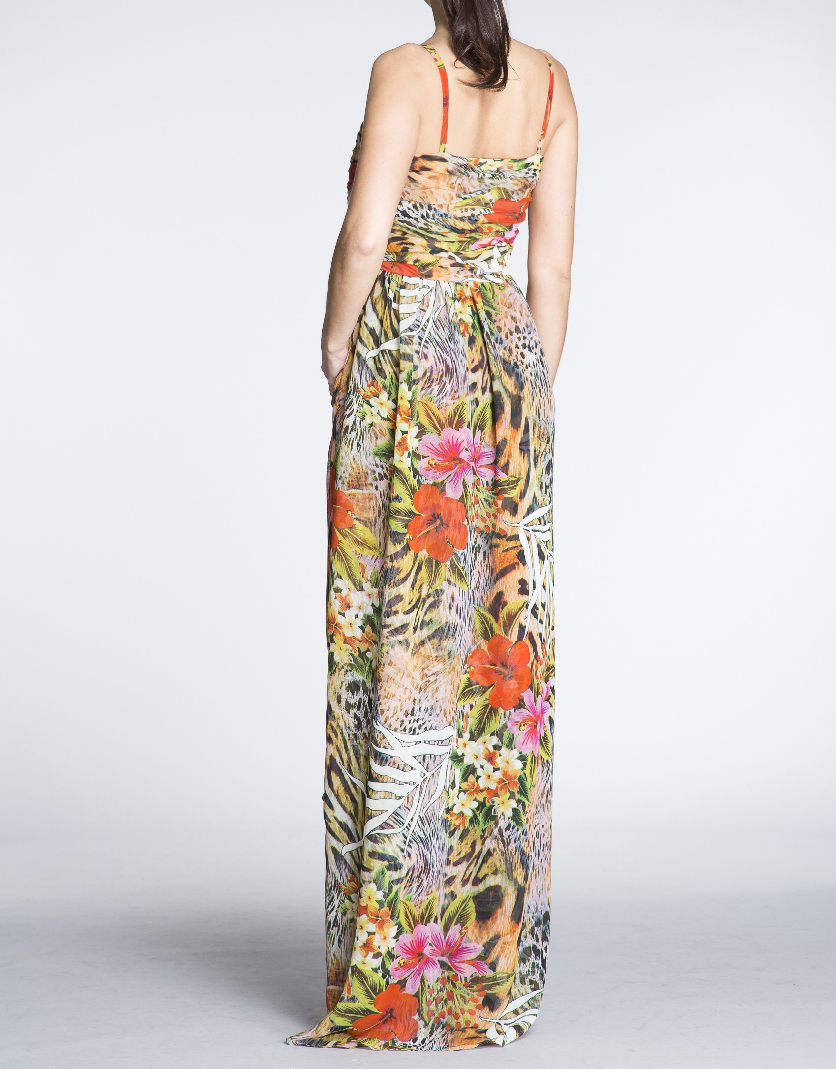 Long floral print halter top dress