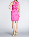 Falda corta cruzada fucsia con pliegues