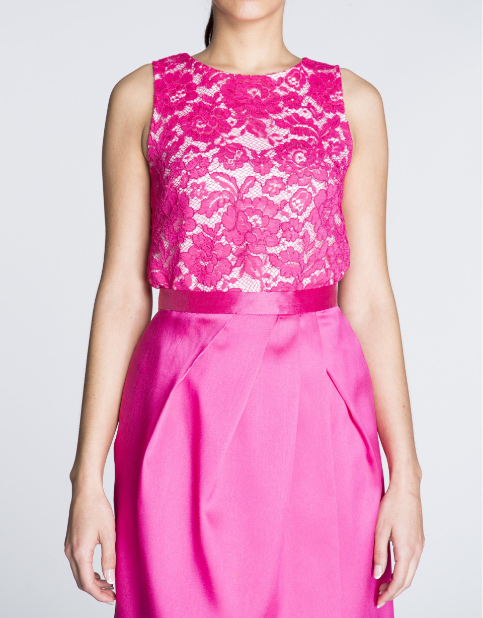 Fuchsia lace top with slits