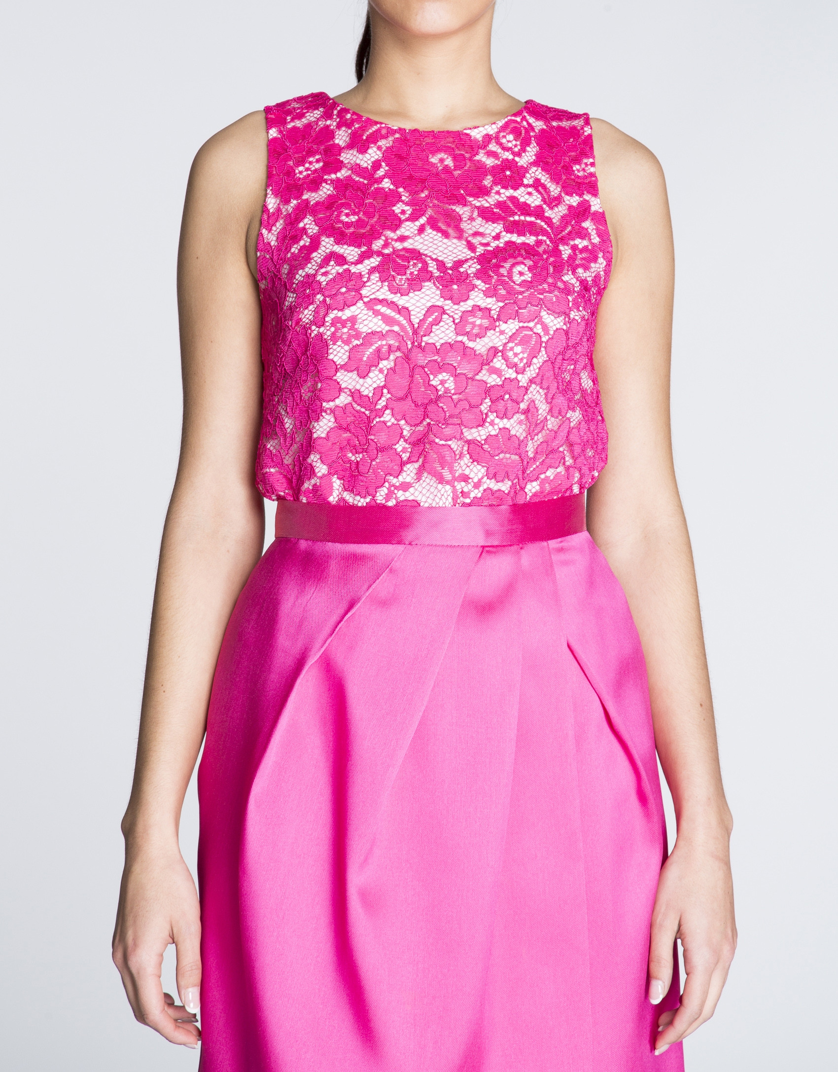 Fuchsia lace top with slits