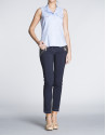 Sleeveless blue and white Vichy shirt