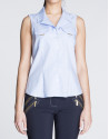 Sleeveless blue and white Vichy shirt