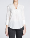 Beige silk embroidered blouse 