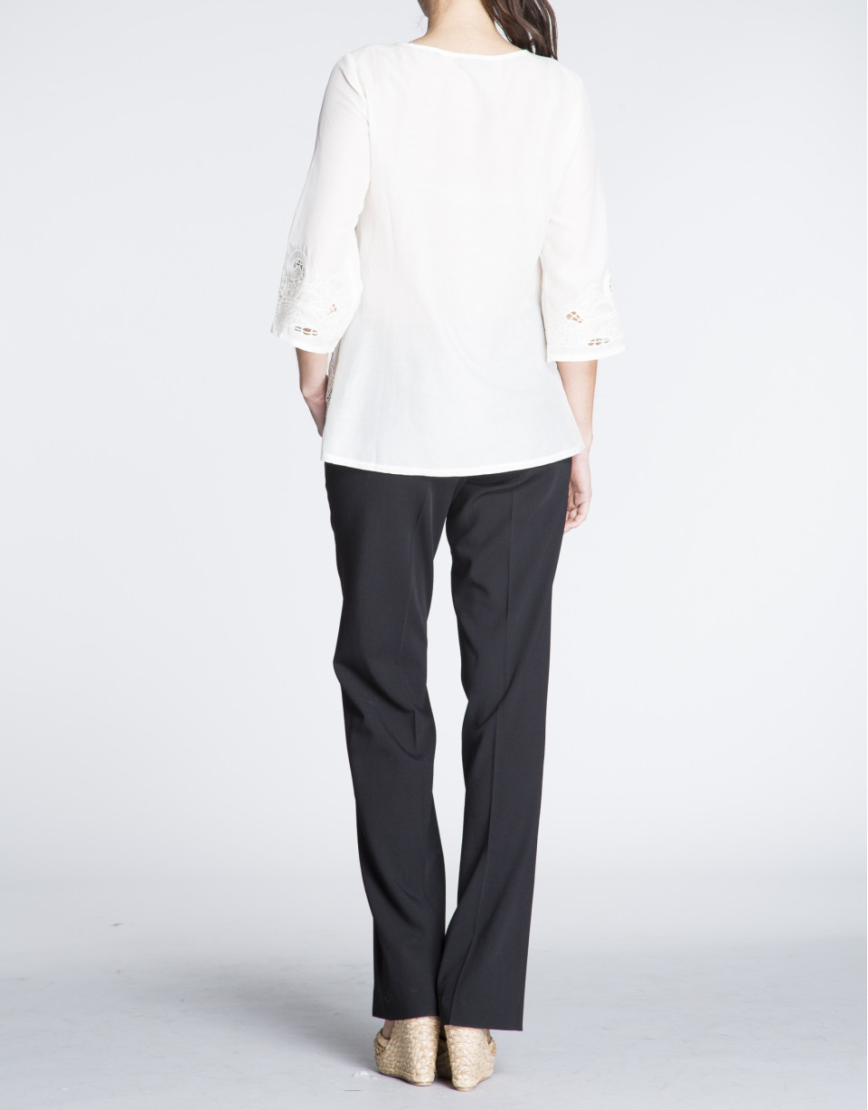 White silk and embroidered tunic 