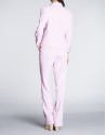 Pink blazer with tuxedo collar. 