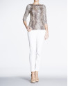 Animal print boat neck top 