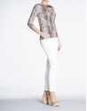 Animal print boat neck top 