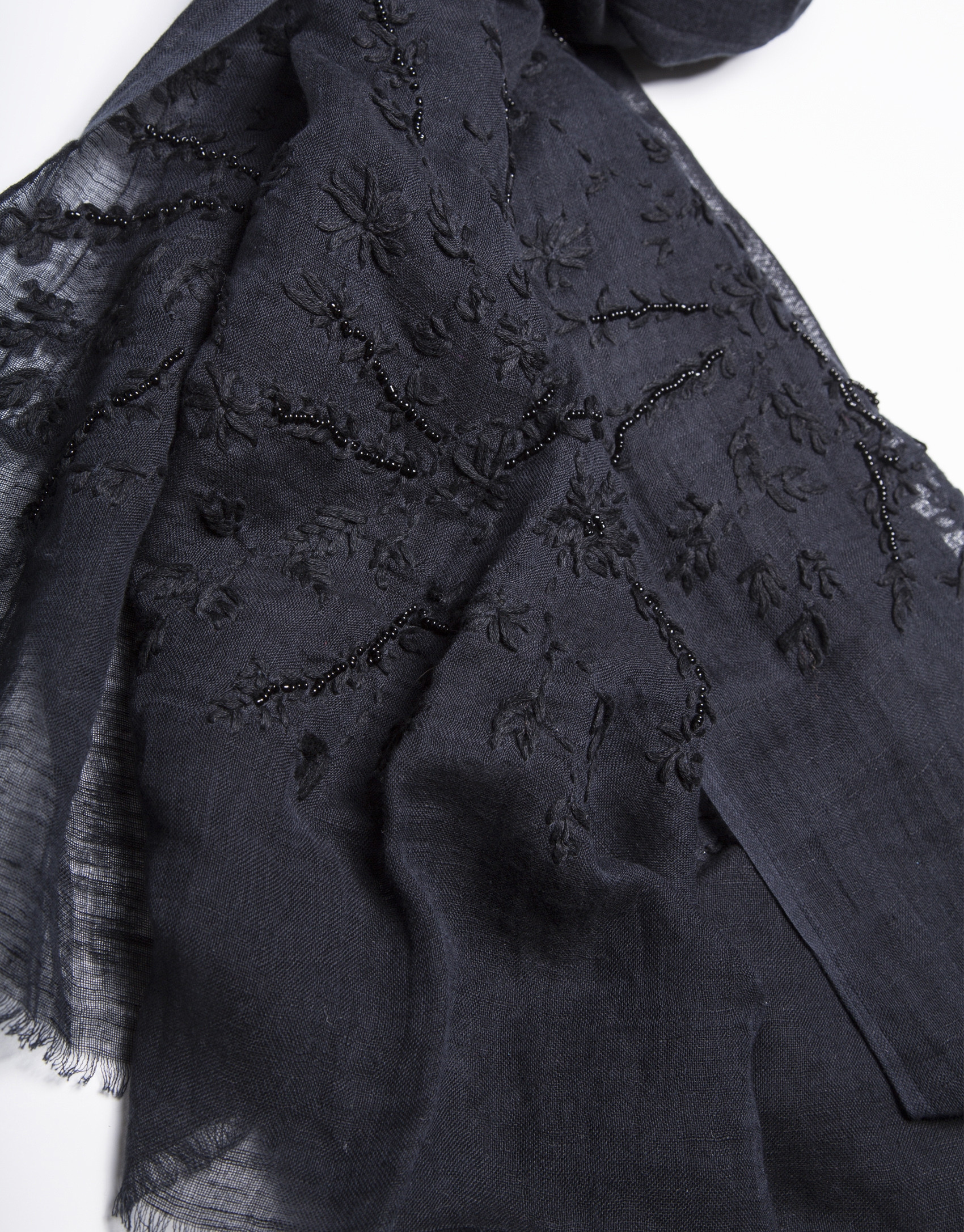Navy blue embroidered scarf