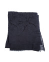 Navy blue embroidered scarf