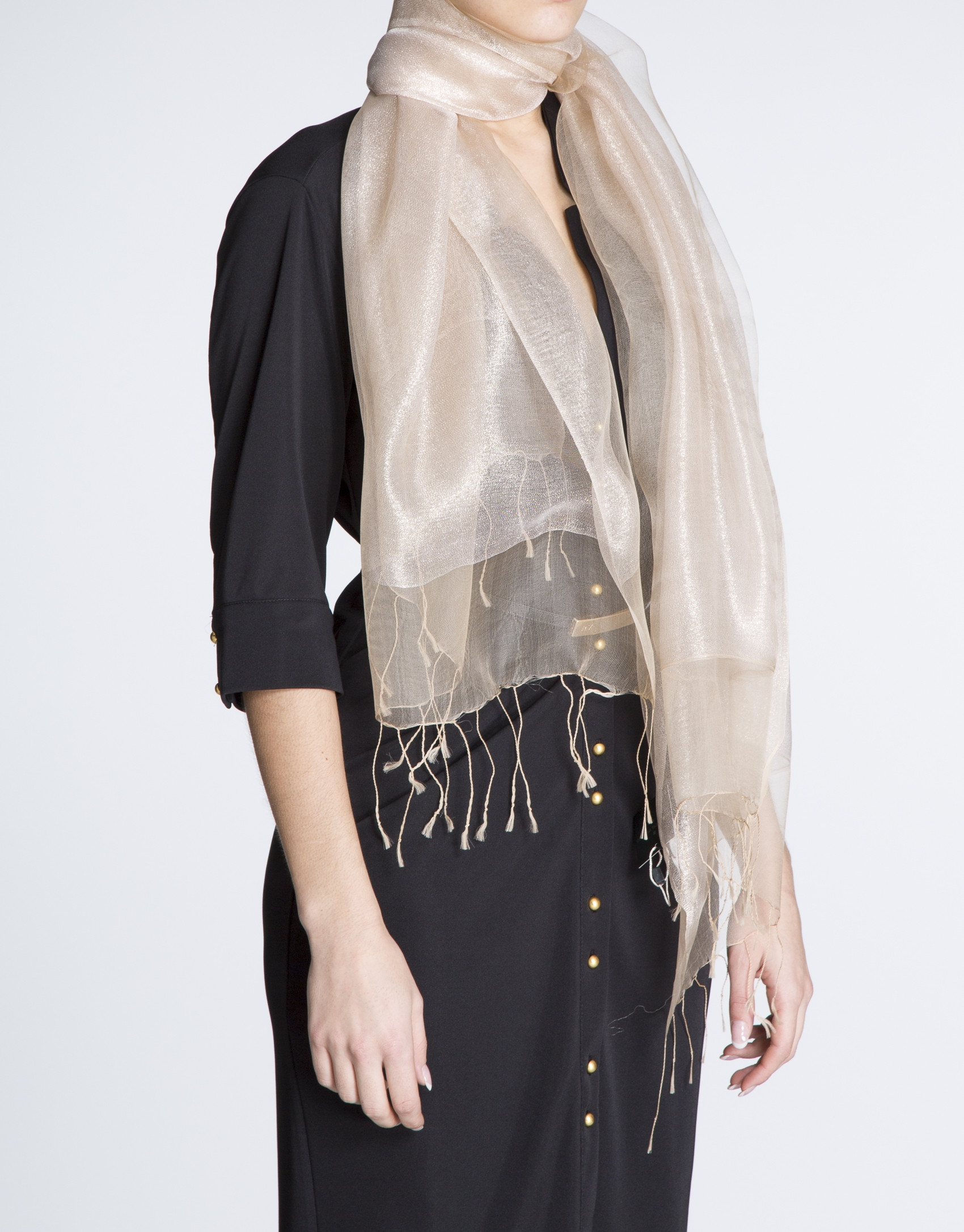 Beige lurex scarf 
