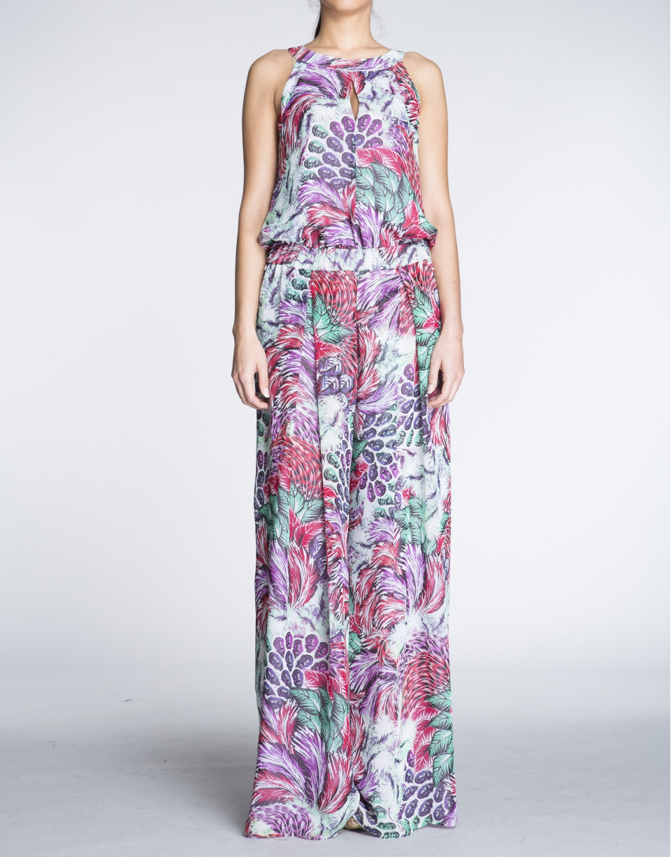 Pantalón mono estampado floral.