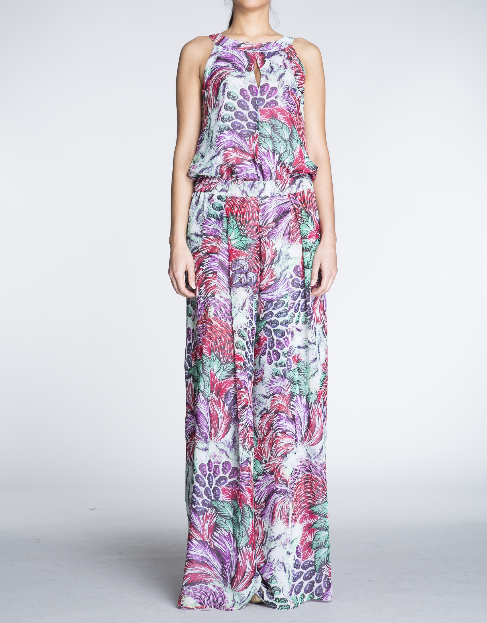Pantalón mono estampado floral.