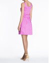 Vestido sisas de algodón rosa con jaretas.