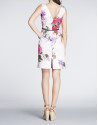 Vestido sisas recto estampado flores fondo rosa